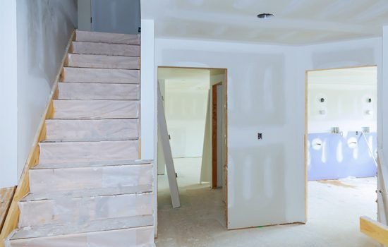 Close up of professional drywall patching and repair service